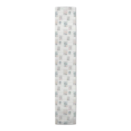 Shell Panels on Stripes Cotton Twill Runner